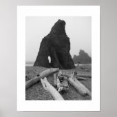 海のスタック白黒の写真 ポスター (正面)