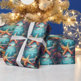 海のスター フィッシュ クリスマスパーティー ラッピングペーパー