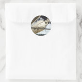 海のステッカーでボートに浮く ラウンドシール (バッグ)