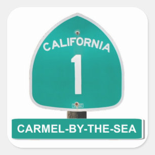 海のステッカーによるカリフォルニアハイウェー1 Carmel スクエアシール
