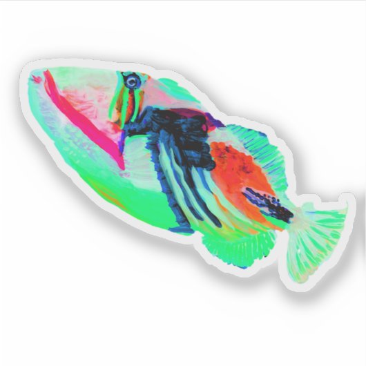 海のステッカーの下のハワイのヒューム・フィッシュ シール (正面)