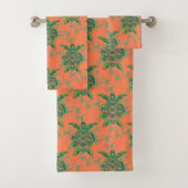 海のタオルセットの下のサンゴのウミガメ バスタオルセット (インサイチュ)