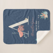 海のタコのアルファベット文字の下にベビー統計 シェルパブランケット (正面(横))