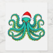 海のタコのクリスマスイルミネーション ワインラベル (シングルラベル)