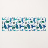 海のタコの子どもたちの下の青い水彩 ヨガマット (裏面(横))