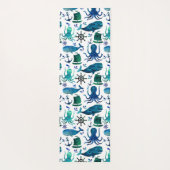 海のタコの子どもたちの下の青い水彩 ヨガマット (裏面)