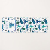 海のタコの子どもたちの下の青い水彩 ヨガマット (正面(横))