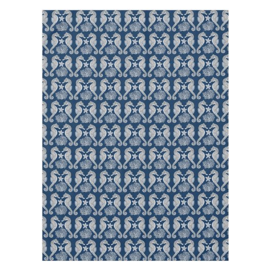 海のタツノオトシゴのヒトデの珊瑚のテーブルクロス テーブルクロス (正面)