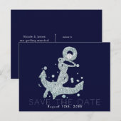 海のダイヤモンド アンカー ブリング ラグジュアリー セーブ・ザ・デート 案内ポストカード (正面/裏面)