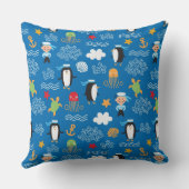 海のテーマのパターン クッション (裏面)