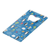 海のテーマのパターン クレジットカード栓抜き (正面アングル)