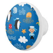 海のテーマのパターン セラミックノブ (右)