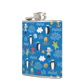 海のテーマのパターン フラスク (左)