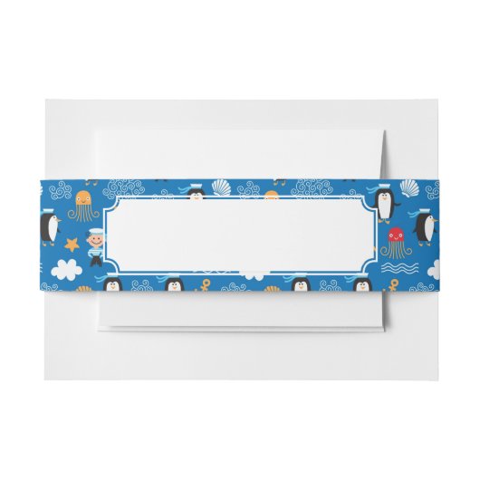 海のテーマのパターン 招待状ベリーバンド (正面例)
