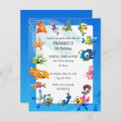 海のテーマの子供の誕生日のパーティの招待状 招待状 (正面/裏面)