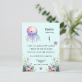 海のテーマ誕生日パーティーの招待の下 インビテーションポストカード (スタンド正面)