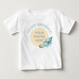 海のテーマ 私の誕生日 カスタムフォト ベビーシャツ ベビーTシャツ