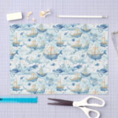 海のデコパージュ付きボート 薄葉紙 (クラフト)