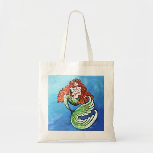 海のトートの色の人魚のママ トートバッグ (正面)