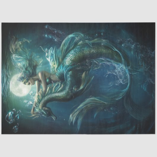 海のドラゴンバブルに青い人魚をデコップブルー 薄葉紙 (正面)