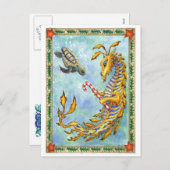 海のドラゴン海のカメのクリスマスの郵便はがき シーズンポストカード (正面/裏面)