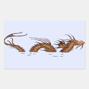 海のドラゴン 長方形シール