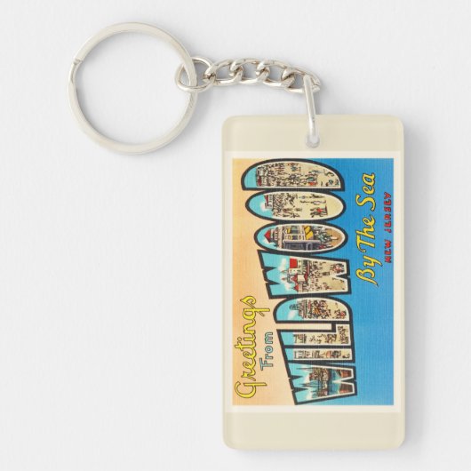 海のニュージャージーNJのヴィンテージの郵便はがきによるWildwood キーホルダー (正面)