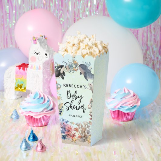 海のニュートラルなベビーシャワーの下の水色 フェイバーボックス (パーティー)