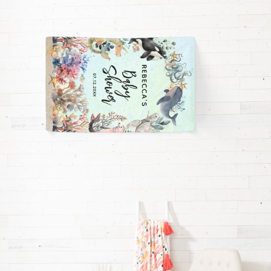 海のニュートラルなベビーシャワーの下の水色 横断幕 (インサイチュ)