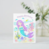 海のネオンの下のかわいい人魚 ポストカード (スタンド正面)