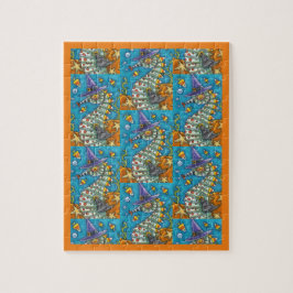 海のハロウィーンの下のキャンディーコーンシーホースの魔女 ジグソーパズル