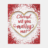 海のハート結婚の申し込み フリースブランケット (正面)