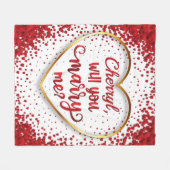 海のハート結婚の申し込み フリースブランケット (正面(横))