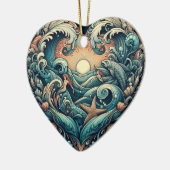 海のハート：人魚 セラミックオーナメント (左)