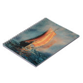 海のバイキングの船の航行か霧、長いボートの海 ノートブック (左側)