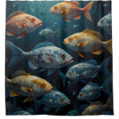 海のバスルームに魚がいる シャワーカーテン (正面)