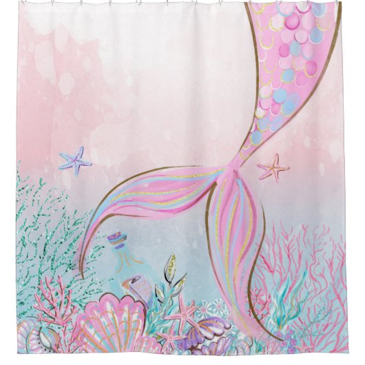 海のバスルームの装飾の下で、マーメイド シャワーカーテン (正面)