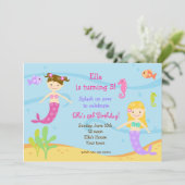 海のバースデーパーティ招待状の下の人魚 招待状 (スタンド正面)