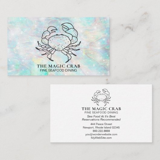 海のパステルによって*~*の魔法のカニの素晴らしい食事 名刺 (正面/裏面)