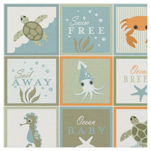 海のパッチワーク ファブリック (クローズアップ)