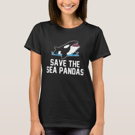海のパンダを守れ シャチ 哺乳類 クジラ 海 Tシャツ (正面)