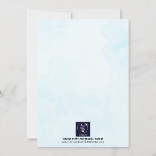 海のパーソナライズされた下でダウンロード可能誕生日 招待状 (裏面)