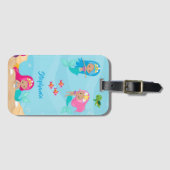 海のパーソナライズされた下ガーリーのかわいい人魚 ラゲッジタグ (正面横)