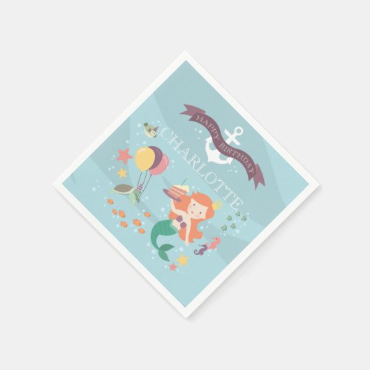 海のパーティーのナプキンの下 スタンダードカクテルナプキン (角)