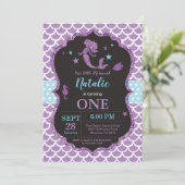 海のパーティーの下の人魚の誕生日の招待状 招待状 (スタンド正面)