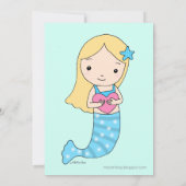 海のパーティーの下の人魚の誕生日の招待状 招待状 (裏面)