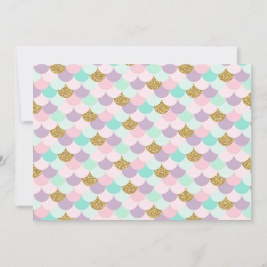 海のパーティーの下の人魚の誕生日の招待状 招待状 (裏面)