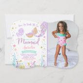 海のパーティーの下の人魚の誕生日の招待状 招待状 (正面)