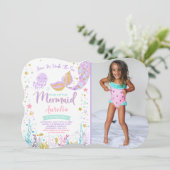 海のパーティーの下の人魚の誕生日の招待状 招待状 (スタンド正面)