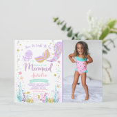 海のパーティーの下の人魚の誕生日の招待状 招待状 (スタンド正面)
